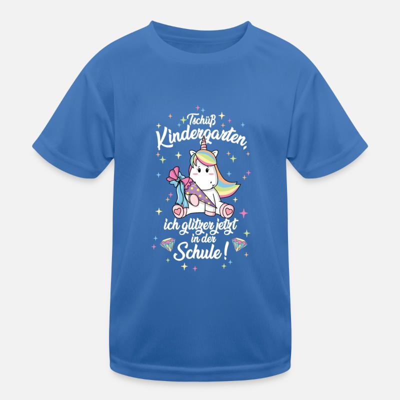Tschüss Kindergarten Einhorn Einschulung Kinder Funktions-T-Shirt