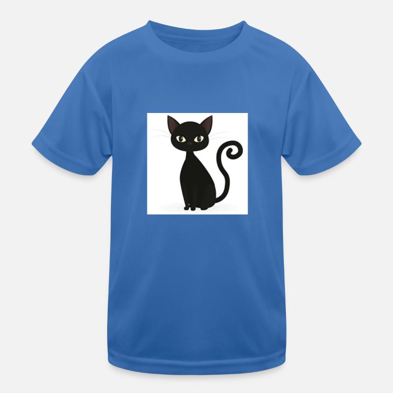 schwarze Katze Kinder Funktions-T-Shirt