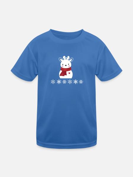 Cerfs de Noël et flocons de neige - T-shirt sport Enfant - bleu roi - Devant