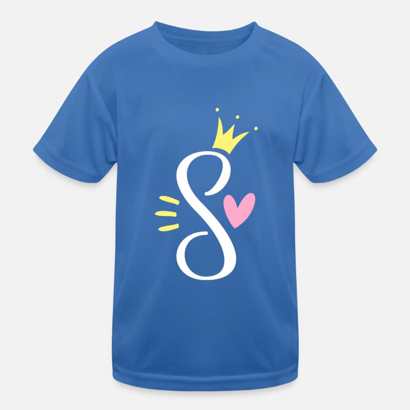 Letter S Initial Letter Crown Kids Functional T-Shirt