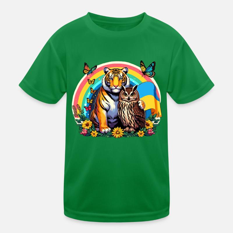 Tiger Eule Regenbogen Kinder Funktions-T-Shirt