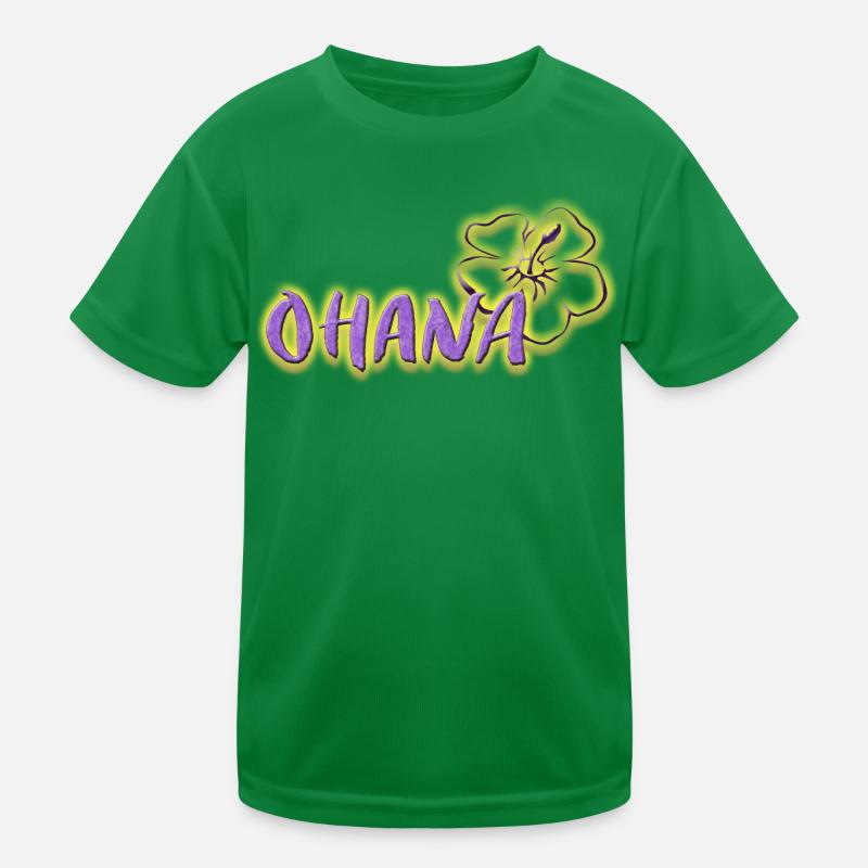 Ohana Fleurs d’hibiscus Logo violet fluo T-shirt sport Enfant