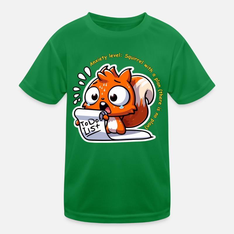 Ängstliches Eichhörnchen mit To-Do-Liste Kinder Funktions-T-Shirt