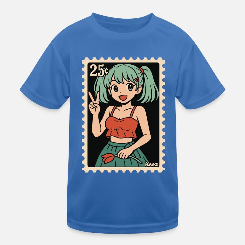 Anime Mädchen Poststempel Illustration Kinder Funktions-T-Shirt