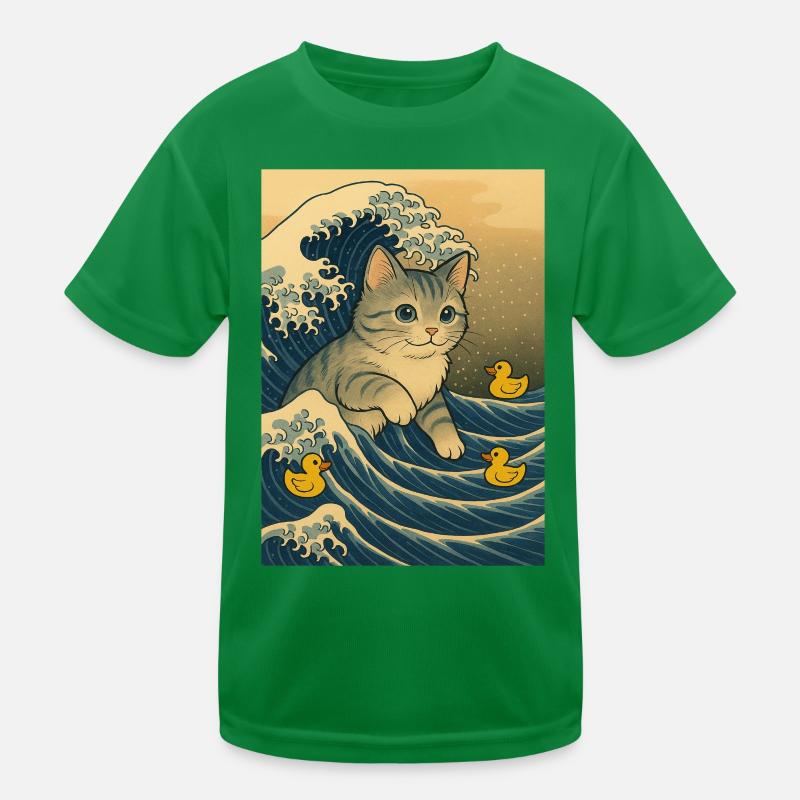 Chats dans la mer de vagues avec des canards T-shirt sport Enfant