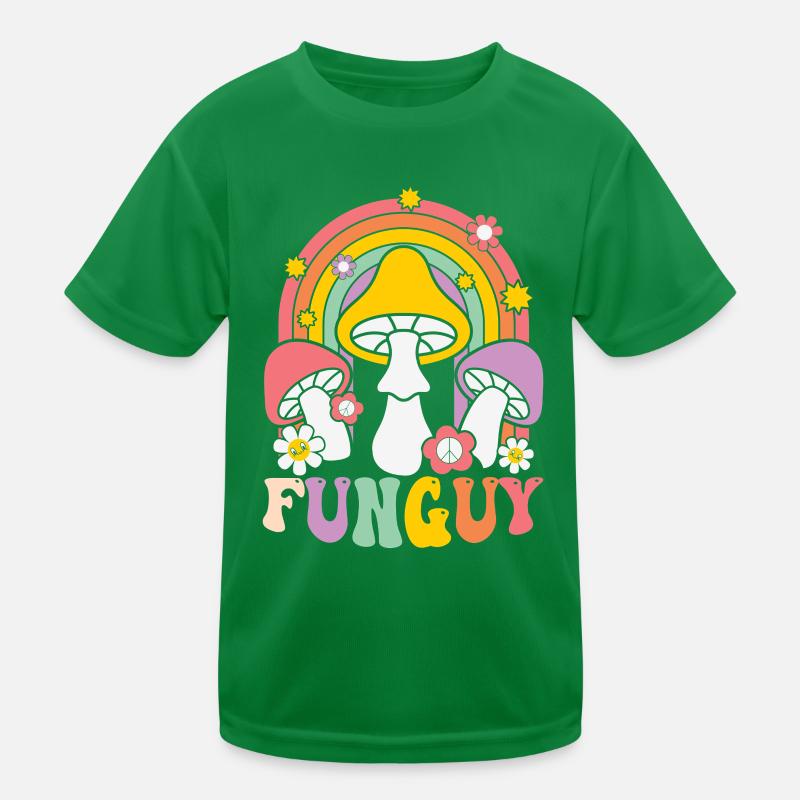 Funky Pilzdesign mit Regenbogen Kinder Funktions-T-Shirt