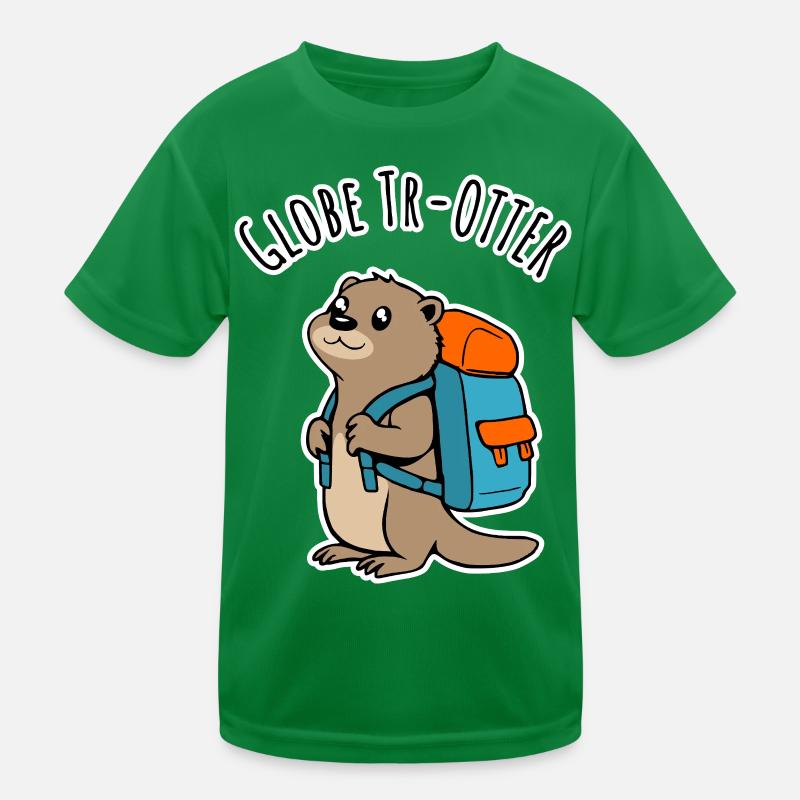 Ein Backpacker Otter auf Reisen ein Globe Tr-Otter Kinder Funktions-T-Shirt