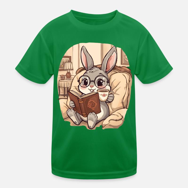 Soirée de lecture de lapin câlin T-shirt sport Enfant