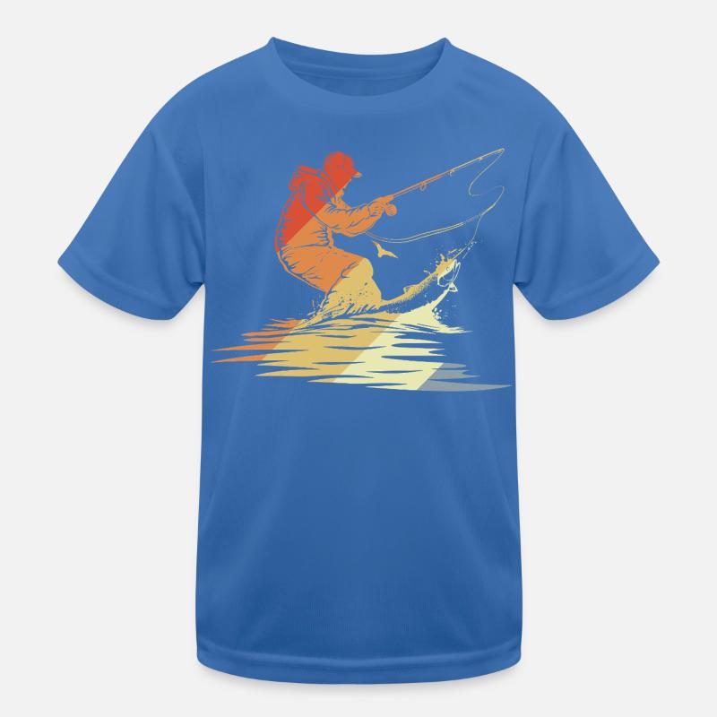Fischen Grafik Retro Stil Kinder Funktions-T-Shirt