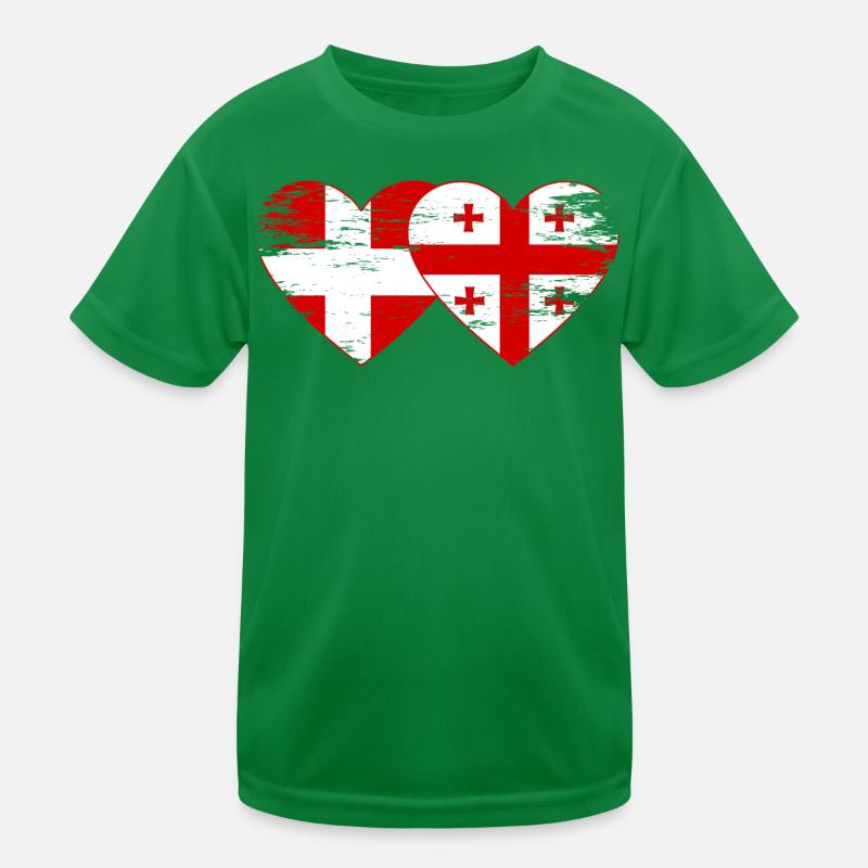 Denmark Georgia flag heart used Kids Functional T-Shirt