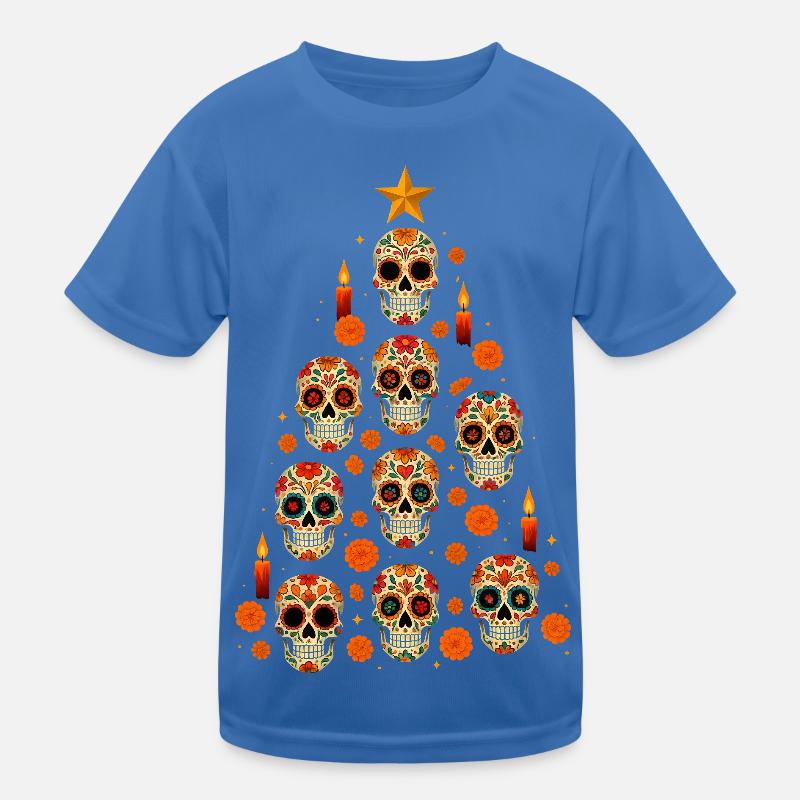 Sugar Skull Christmas Tree Design Kinder Funktions-T-Shirt