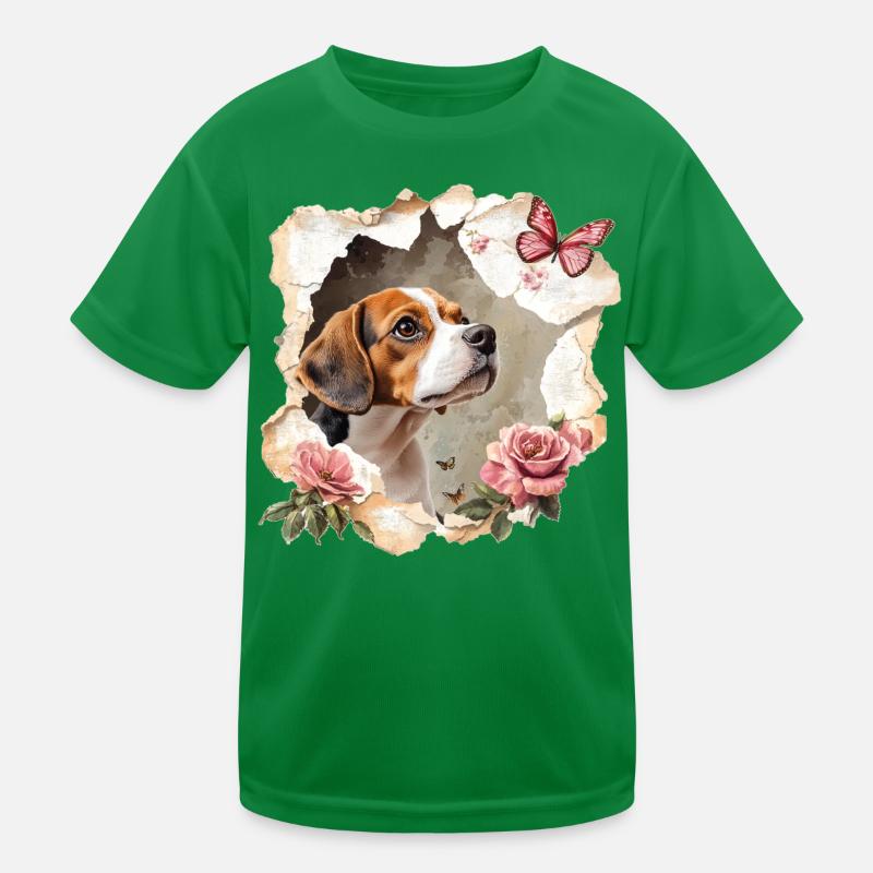 Beagle mit Schmetterling Kinder Funktions-T-Shirt
