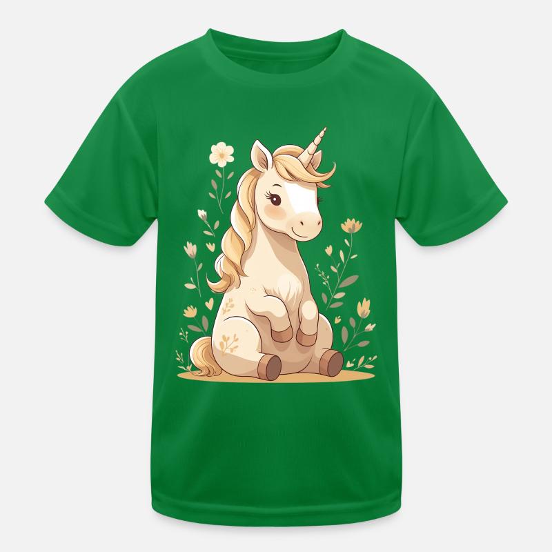 Licorne délicate dans la forêt de fleurs T-shirt sport Enfant