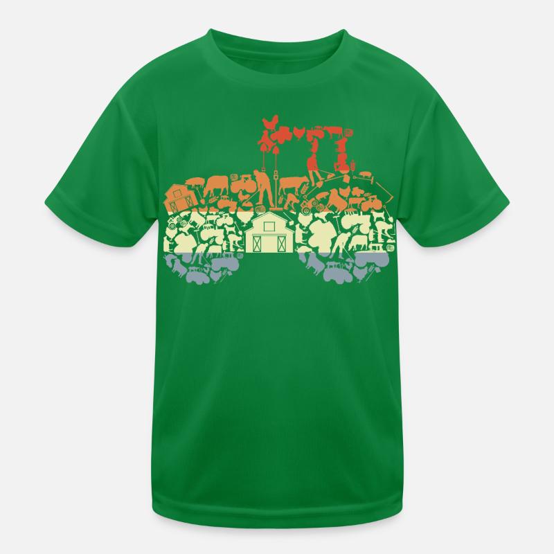 Retro Traktor Silhouette Kinder Funktions-T-Shirt