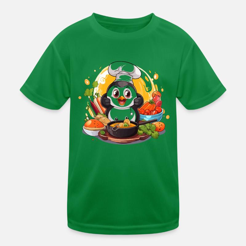 Kitchen Penguin Culinary Art Kids Functional T-Shirt