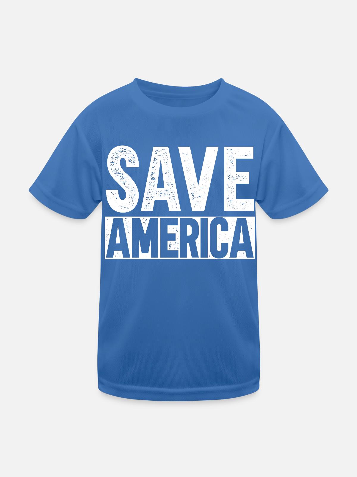 Save America - Kinder Funktions-T-Shirt - Königsblau - Vorne