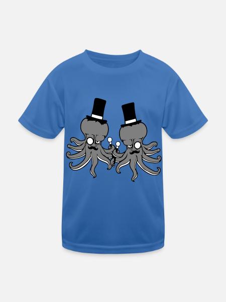 2 Kraken Mr. Sir Hat Monocle Glasses Rich Friends - Kids Functional T-Shirt - royal blue - Front