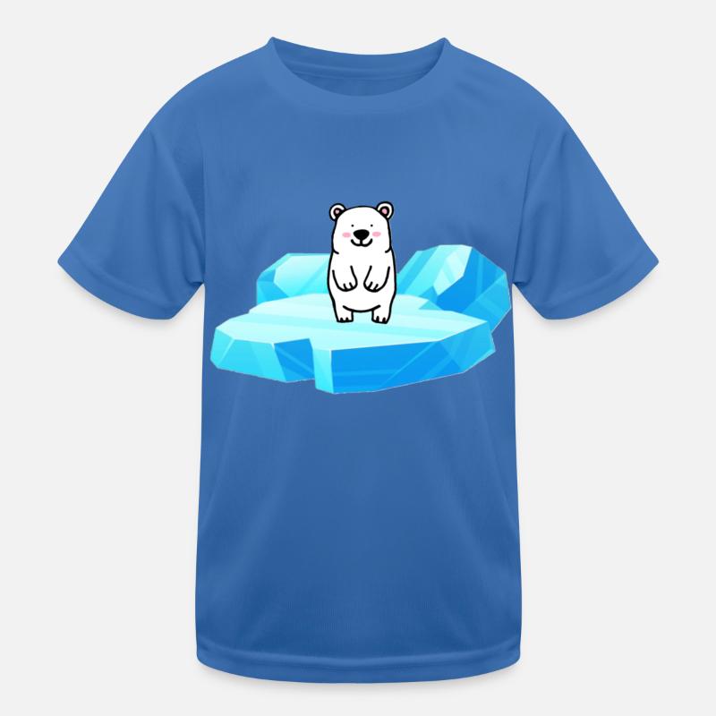 Süsser kleiner Eisbär auf einer Eisscholle Kinder Funktions-T-Shirt