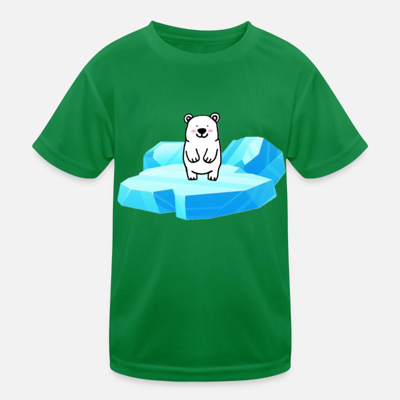 Süsser kleiner Eisbär auf einer Eisscholle Kinder Funktions-T-Shirt