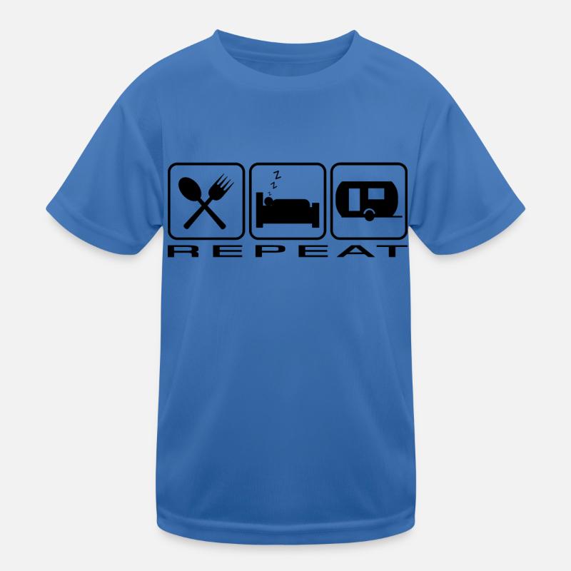 eat sleep camp repeat Kinder Funktions-T-Shirt