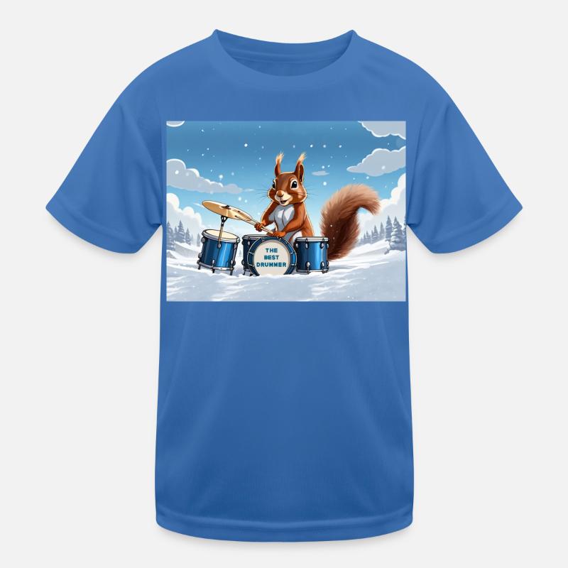 Squirrel plays drums Kids Functional T-Shirt