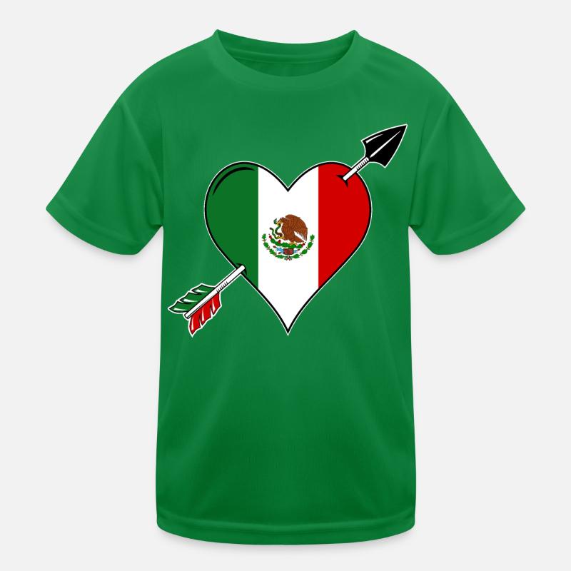 Mexiko Flagge Herz Liebe Kinder Funktions-T-Shirt