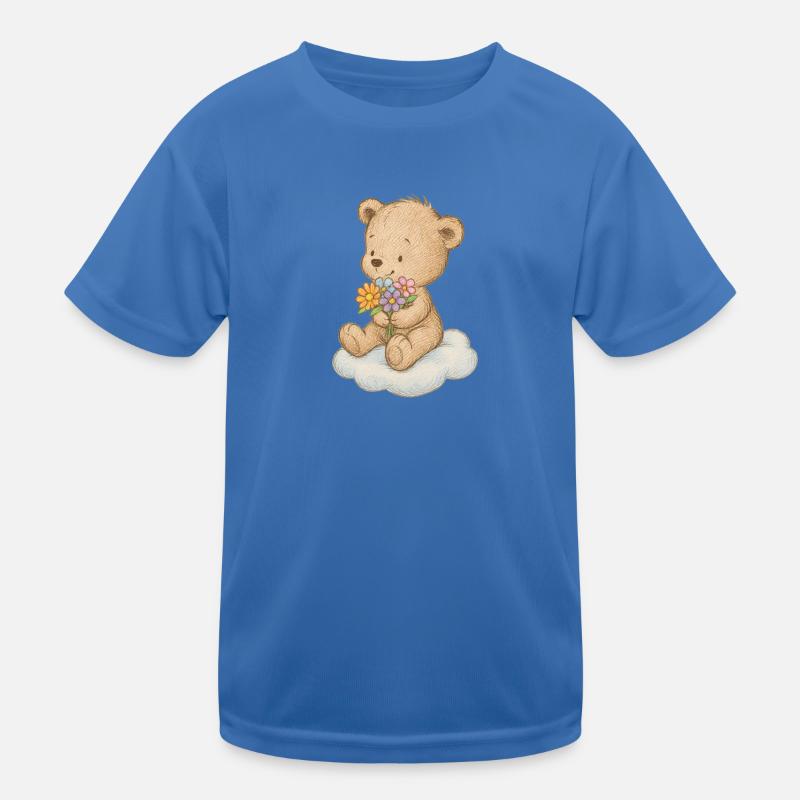 Süßer Teddybär mit Blumen Kinder Funktions-T-Shirt