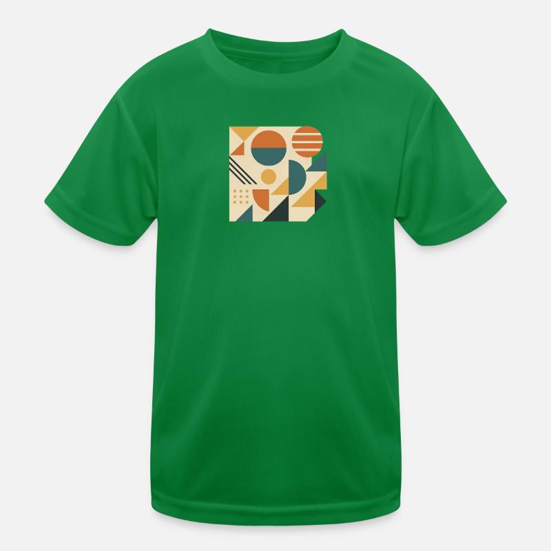 Geometric Color Tiles Pattern Kids Functional T-Shirt