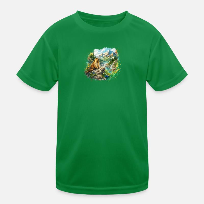 Marmot forest landscape Kids Functional T-Shirt