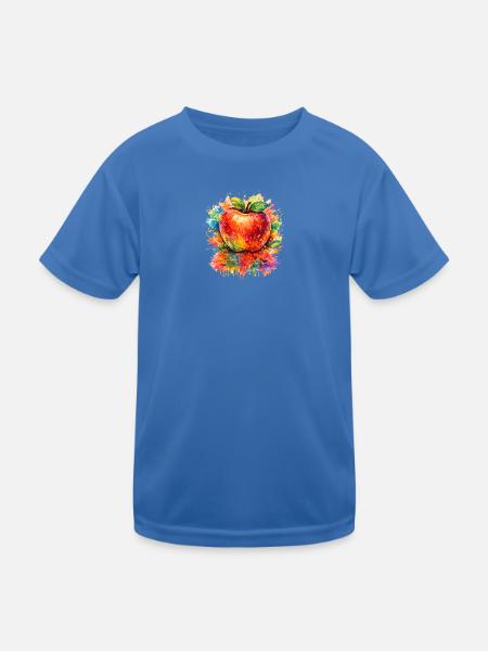 Colorful Watercolor Apple Art Design - Kinder Funktions-T-Shirt - Königsblau - Vorne
