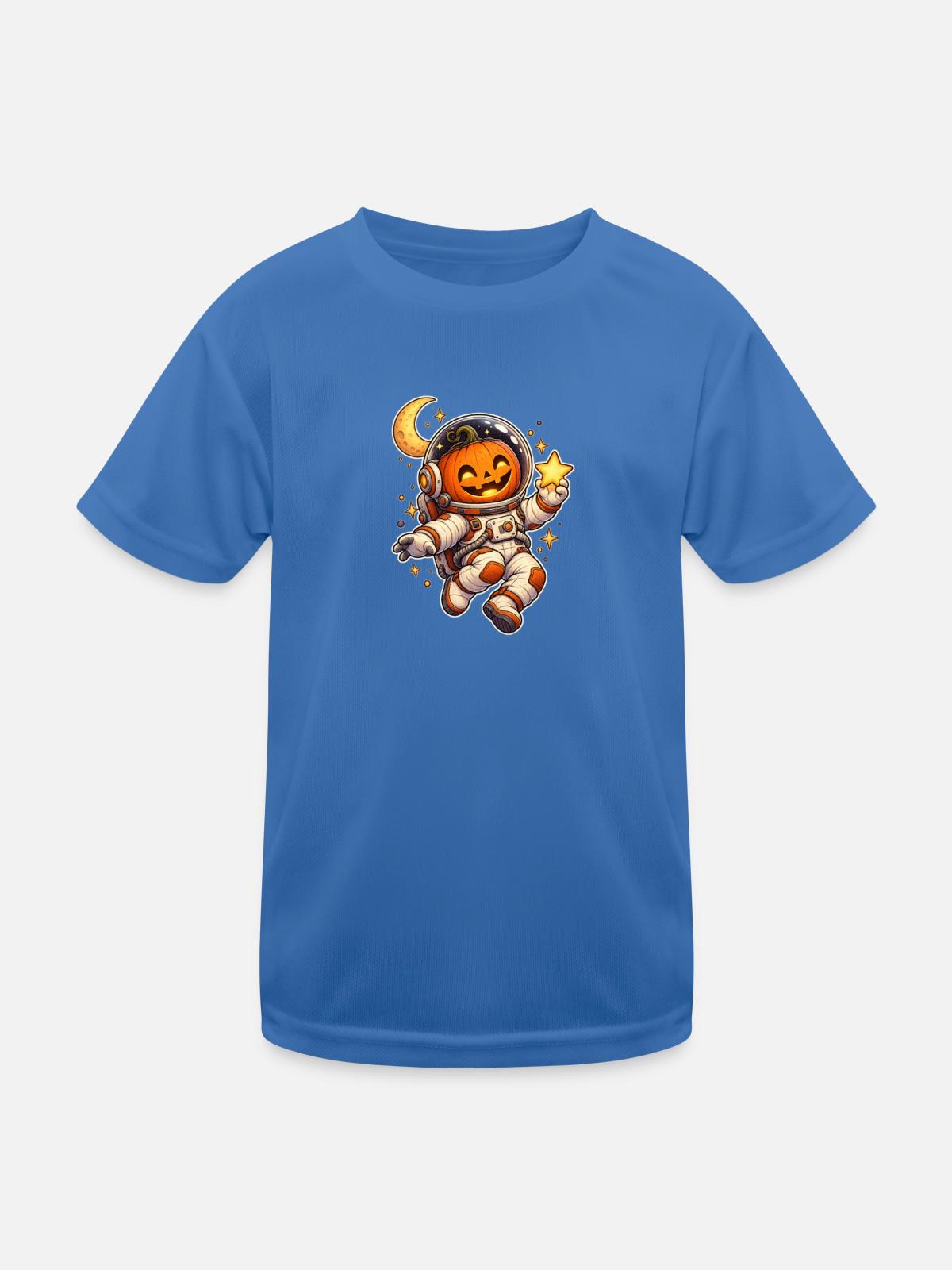 Kürbis-Astronaut - Kinder Funktions-T-Shirt - Königsblau - Vorne