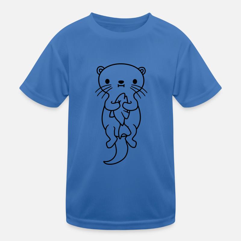 hungry otter eats fish hunger Kids Functional T-Shirt