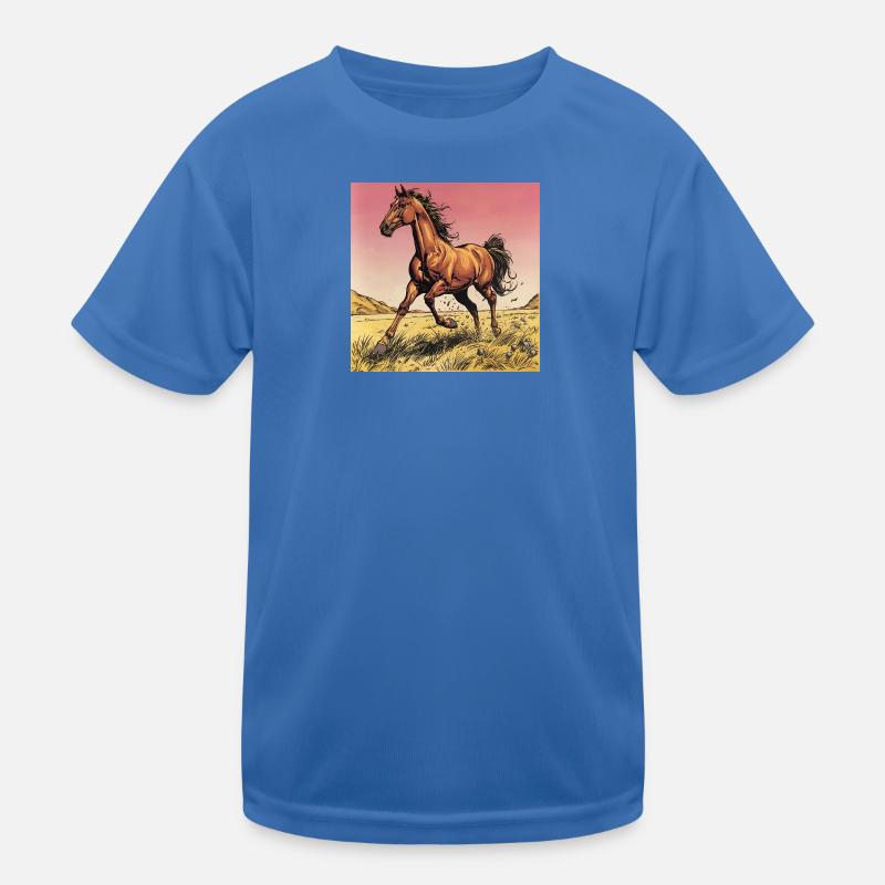 Imprimé dynamique cheval sauvage T-shirt sport Enfant