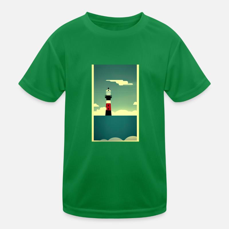 Landschaft Strand Küste Leuchtturm Comic Cartoon Kinder Funktions-T-Shirt