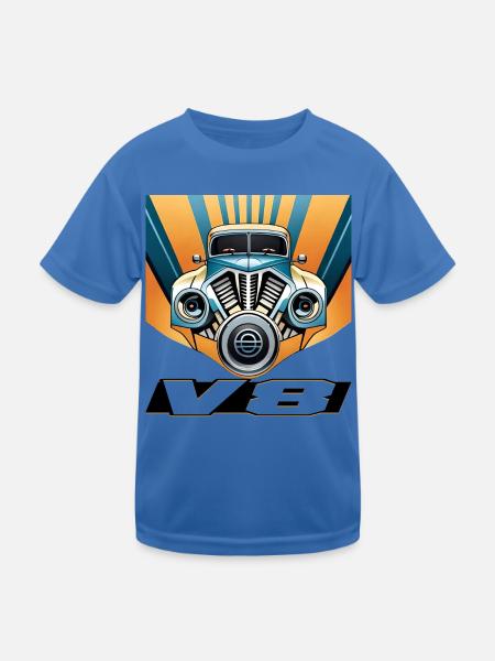 V8 - Kinder Funktions-T-Shirt - Königsblau - Vorne
