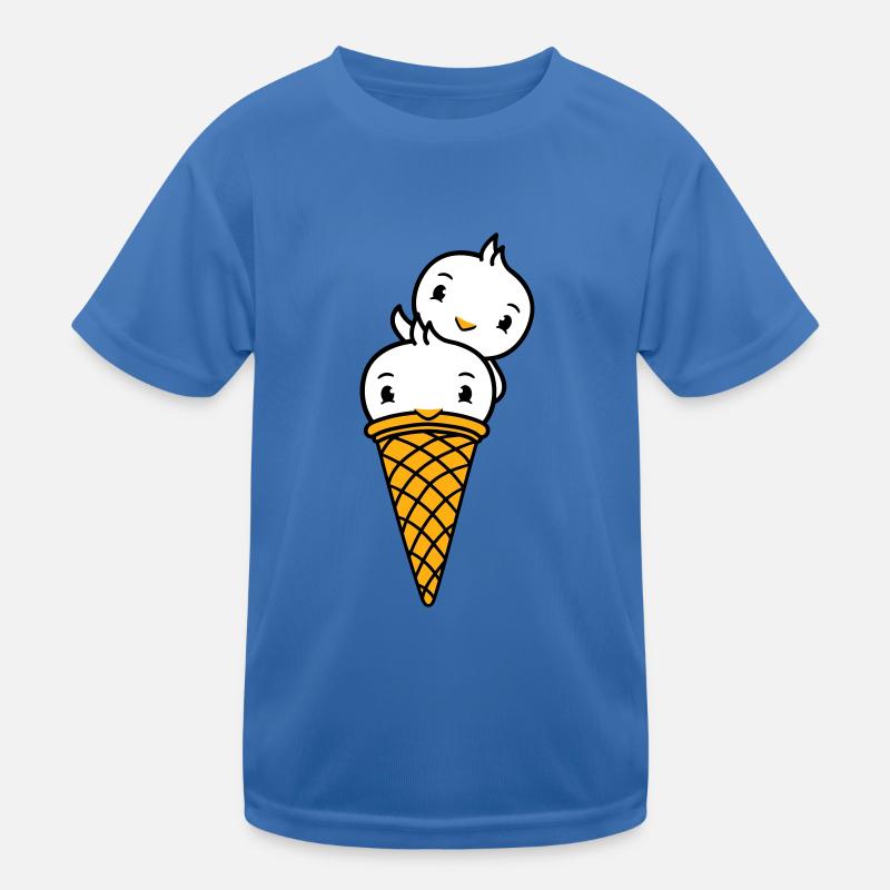 Vögel Eis Waffel Waffeleis Kugeln Eiscreme Eistüte Kinder Funktions-T-Shirt