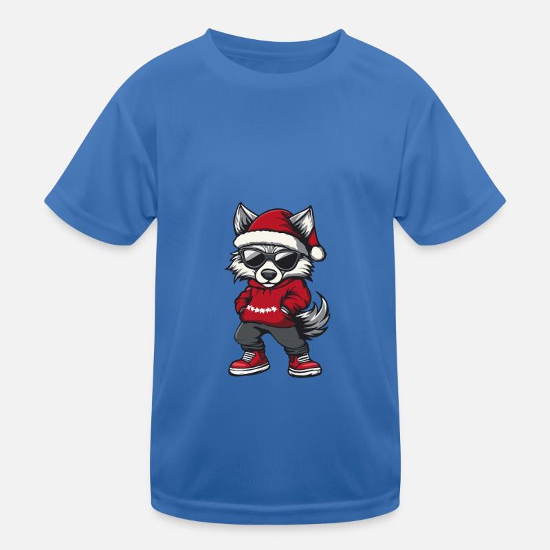Wolf Weihnachten Ugly Christmas Kids Functional T-Shirt