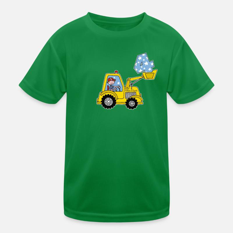 Bagger 4. Geburtstag Kinder Funktions-T-Shirt