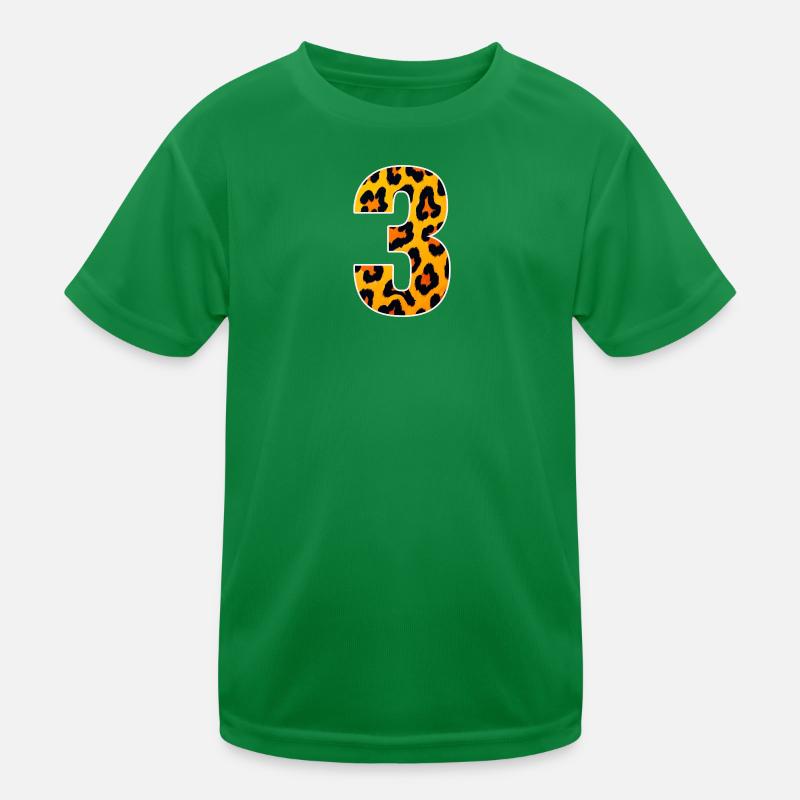 Leopard 3 Number Pattern Kids Functional T-Shirt
