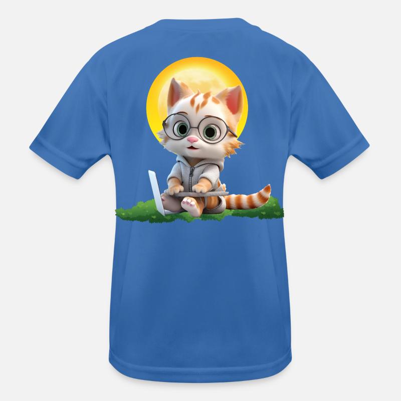 Smart Cat Sun Coder : Impression d’art pour ordinateur portable chaton T-shirt sport Enfant