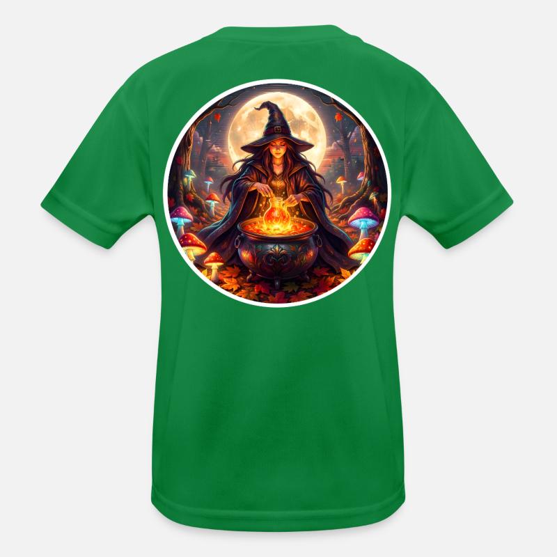 Moonlit Witch Cauldron Magic Kids Functional T-Shirt