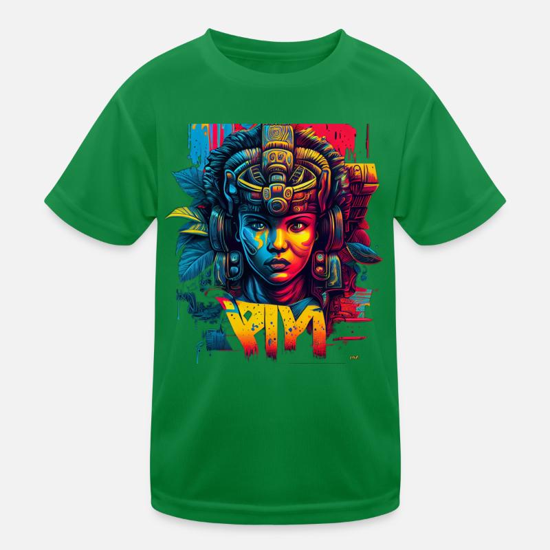 Graffiti-inspired Mayan Kin Comic Style Kids Functional T-Shirt