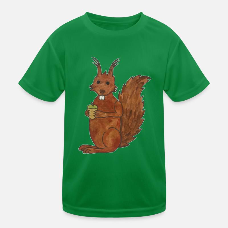 süßes Eichhörnchen mit Eichennuss mit Outlines Kinder Funktions-T-Shirt
