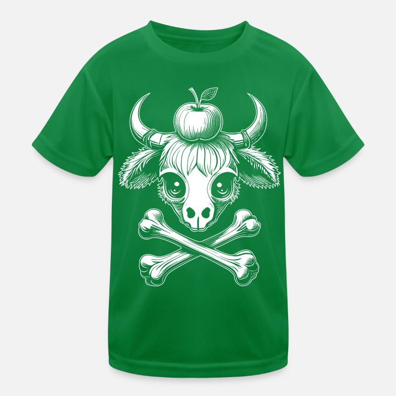 Schweizer Folklore: Kuhkopf & Apfel T-Shirt Kinder Funktions-T-Shirt