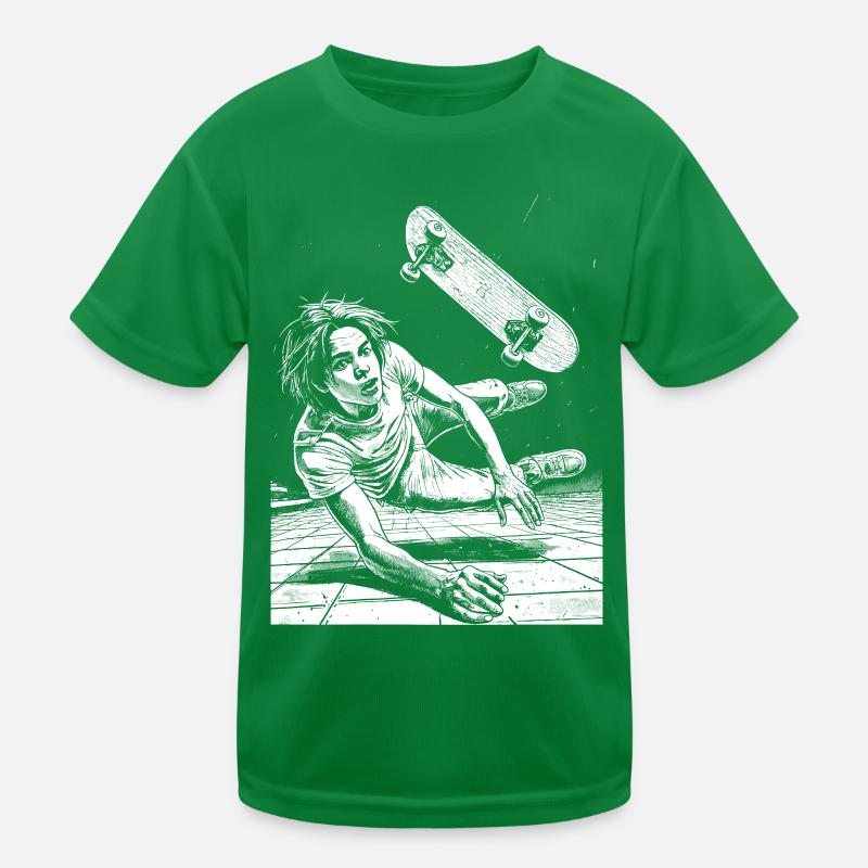 Shirt Design: Action-packed Skateboard Fall Kids Functional T-Shirt