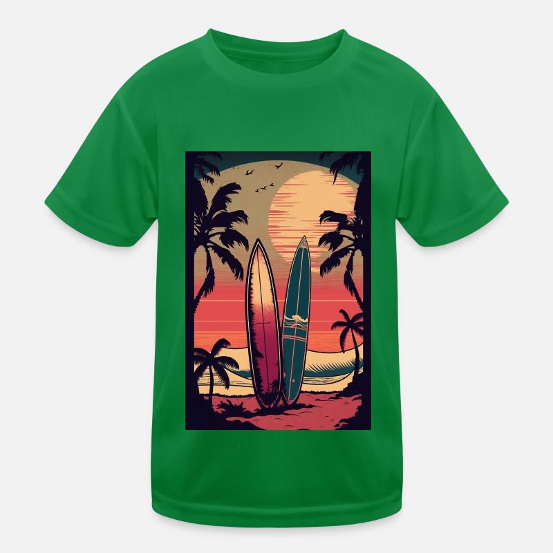 Surfen im Retro-Stil Kinder Funktions-T-Shirt