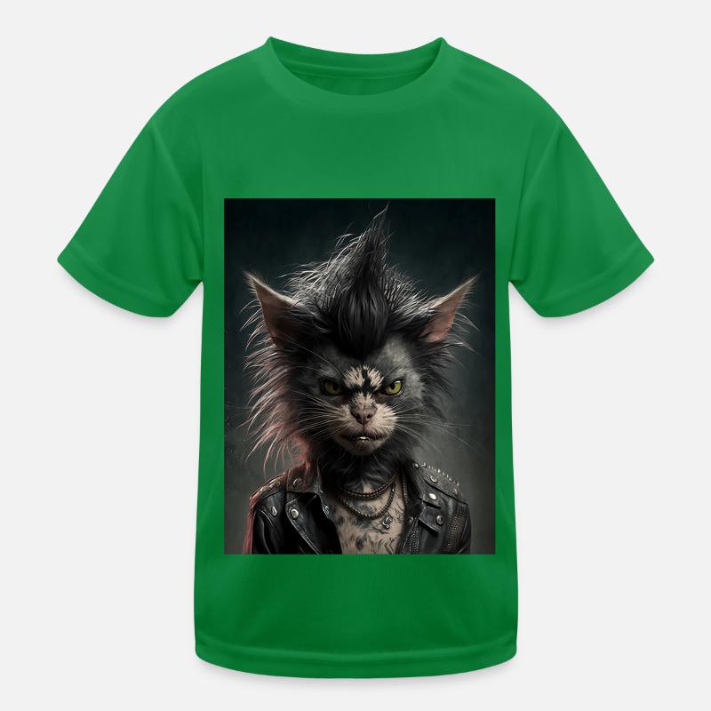 Chat Punk Rebel T-shirt sport Enfant