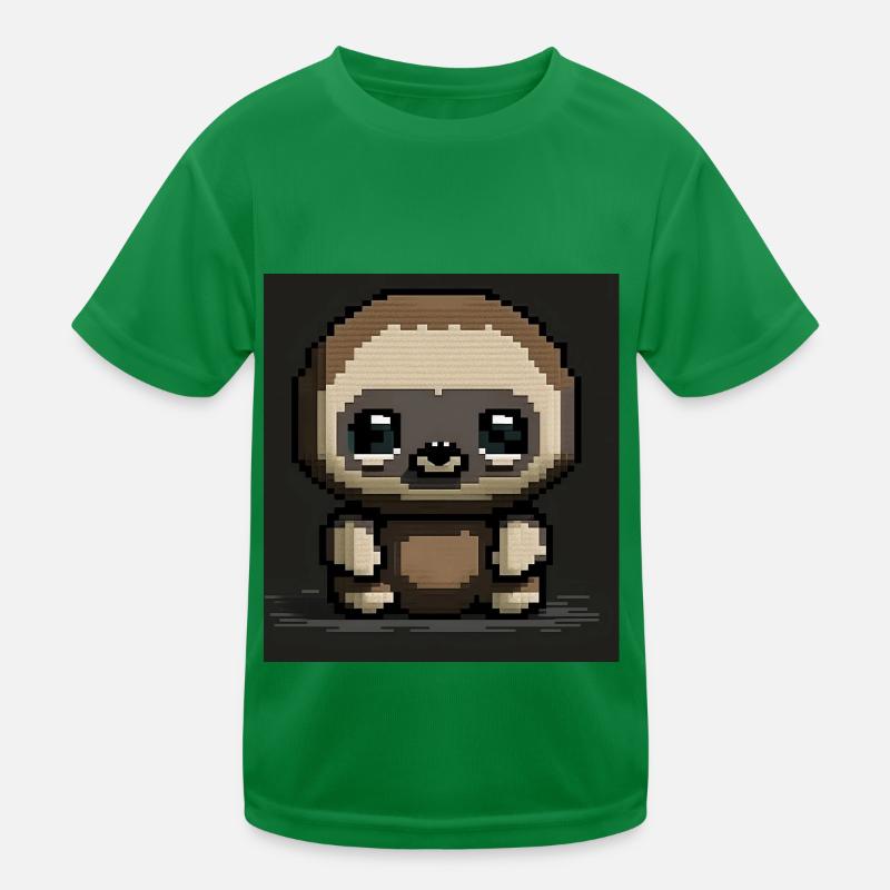 Pixel Art Chibi Sloth Kids Functional T-Shirt