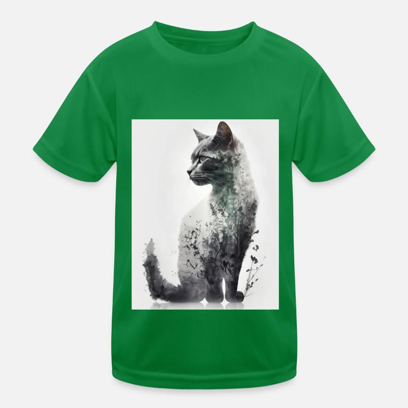 Double exposition Chat et Nature T-shirt sport Enfant