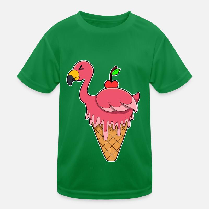Flamant rose avec glace à la gaufre et pomme T-shirt sport Enfant